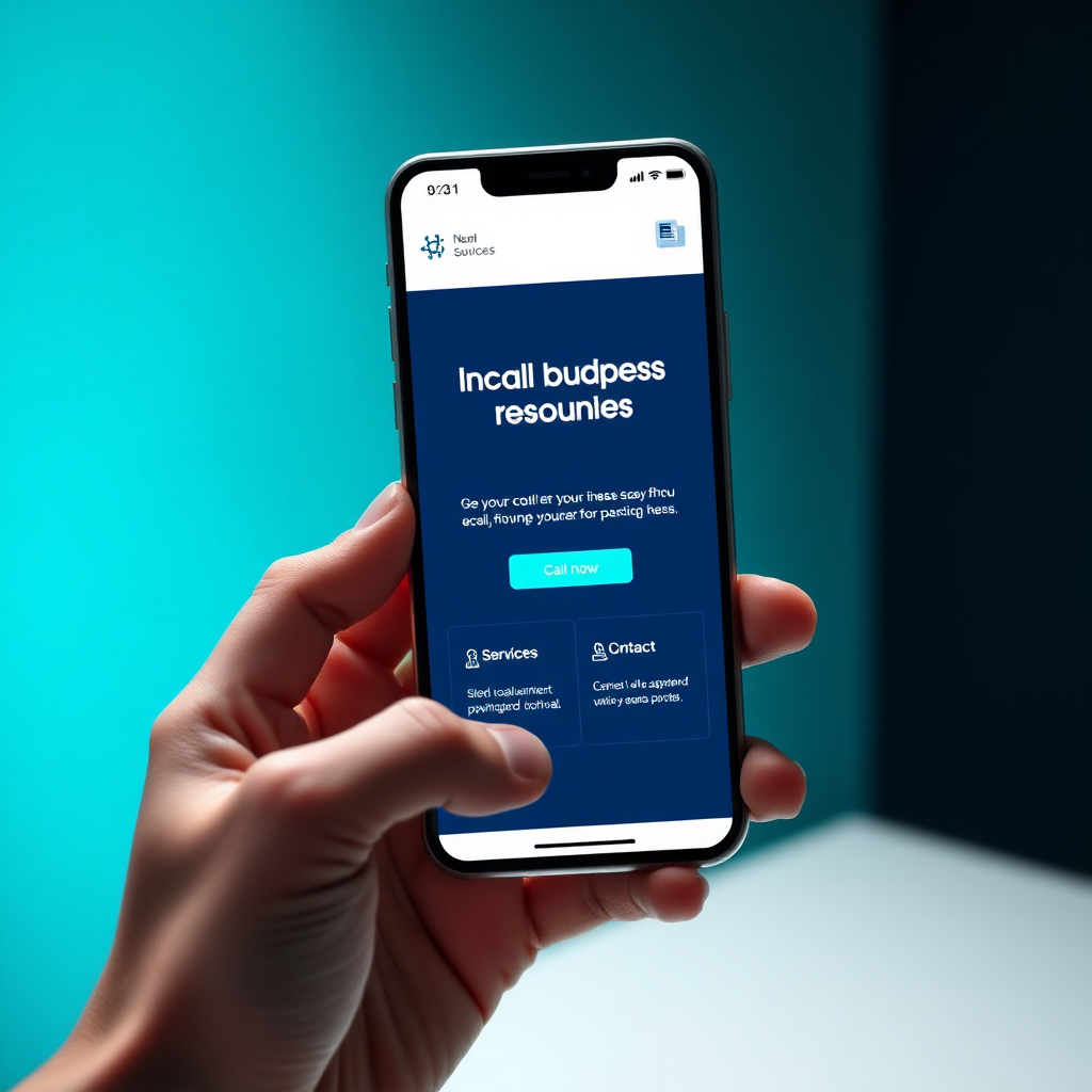 Phone showing a clean website mockup